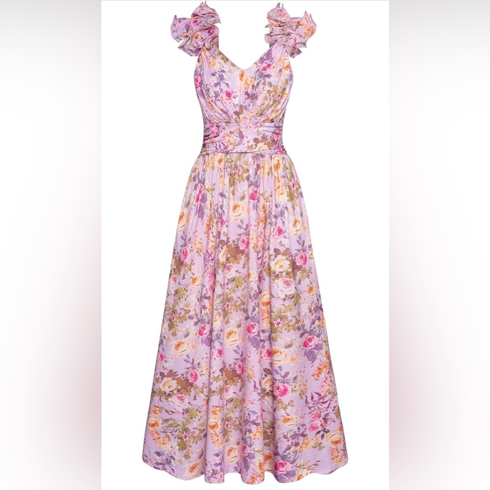 Floral Maxi Dress with Ruffle Sleeves